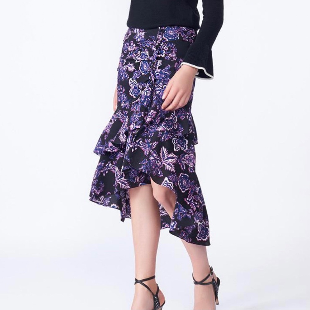 Veronica Beard Silk Dane Floral Skirt